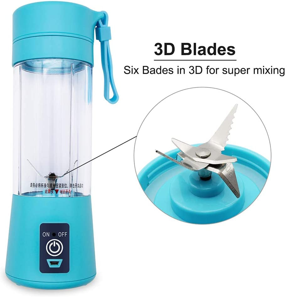Portable 6-Blade USB Rechargeable Juicer Blender for Smoothies Shakes