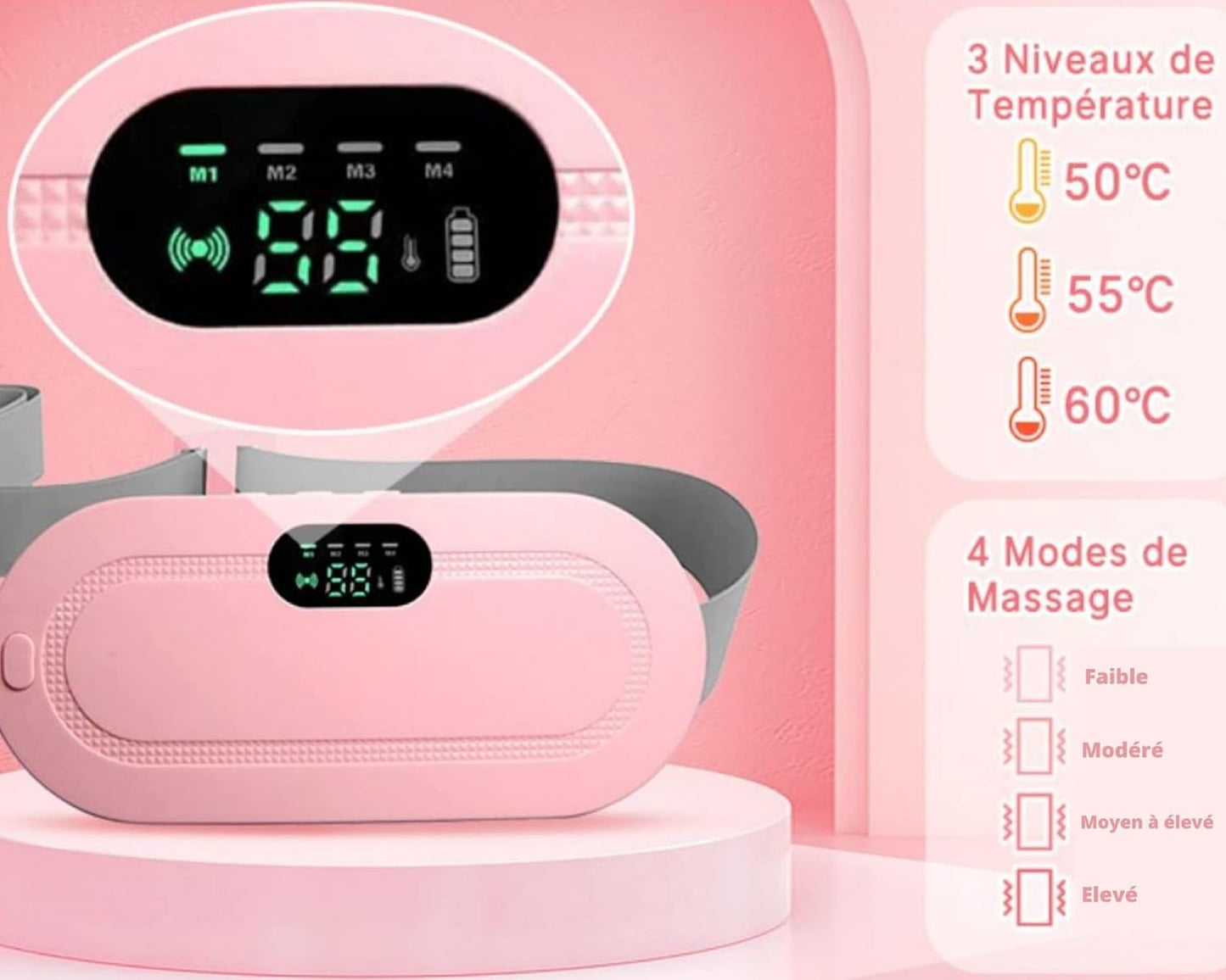 Digital Period Heating Pad & Vibrating Belt | Menstrual Cramps