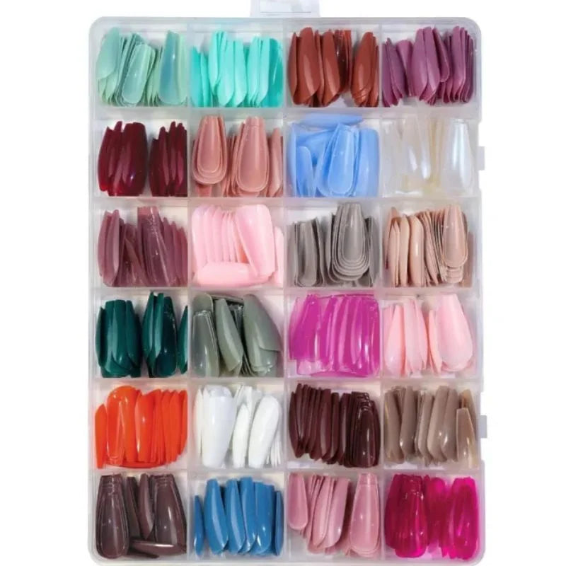 Multicolor Acrylic Artificial Nails Kit | 24 Shades