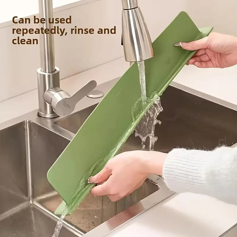 Large Size Silicone Sink Splash Guard Set |  Non-Slip Water Barrier