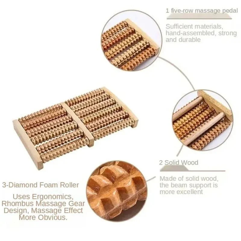Wooden Foot Roller Massager | Stress Relaxation & Foot Care