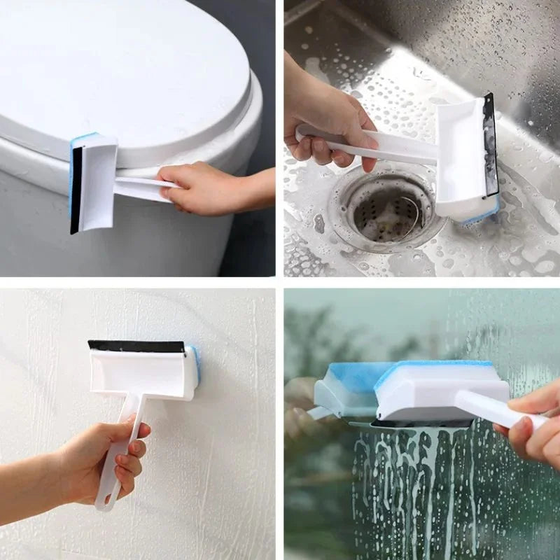 2-in-1 Foam Window Wiper & Glass Cleaner | Rubber Squeegee with Foam Sponge