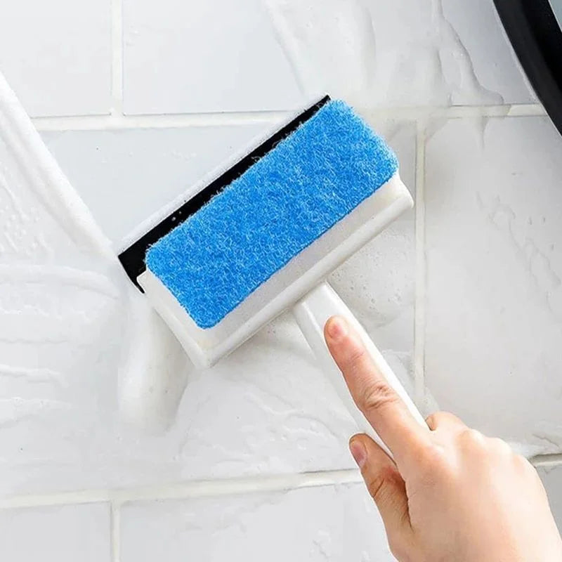 2-in-1 Foam Window Wiper & Glass Cleaner | Rubber Squeegee with Foam Sponge
