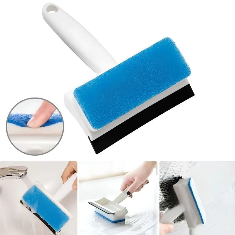 2-in-1 Foam Window Wiper & Glass Cleaner | Rubber Squeegee with Foam Sponge