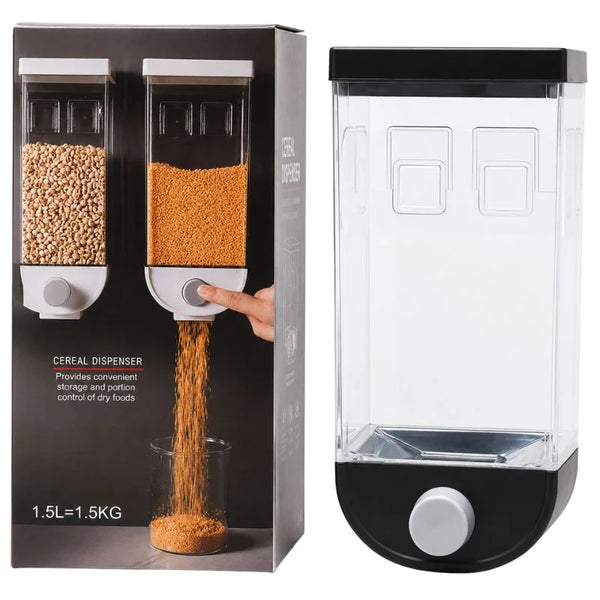 Wall Mounted Cereal Dispenser | 1.5L Transparent Grain Storage Container