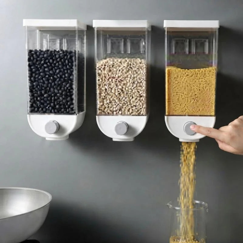 Wall Mounted Cereal Dispenser | 1.5L Transparent Grain Storage Container