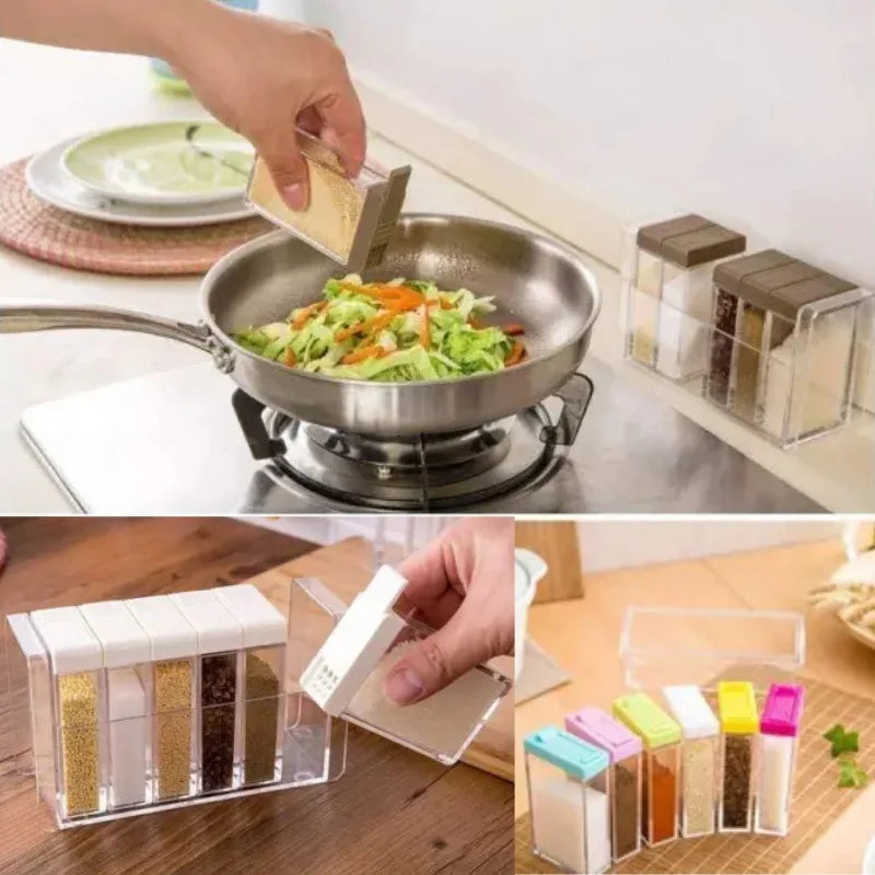 Spice Jars Dispenser Masala Rack | Airtight Kitchen Storage Containers | Set of 6
