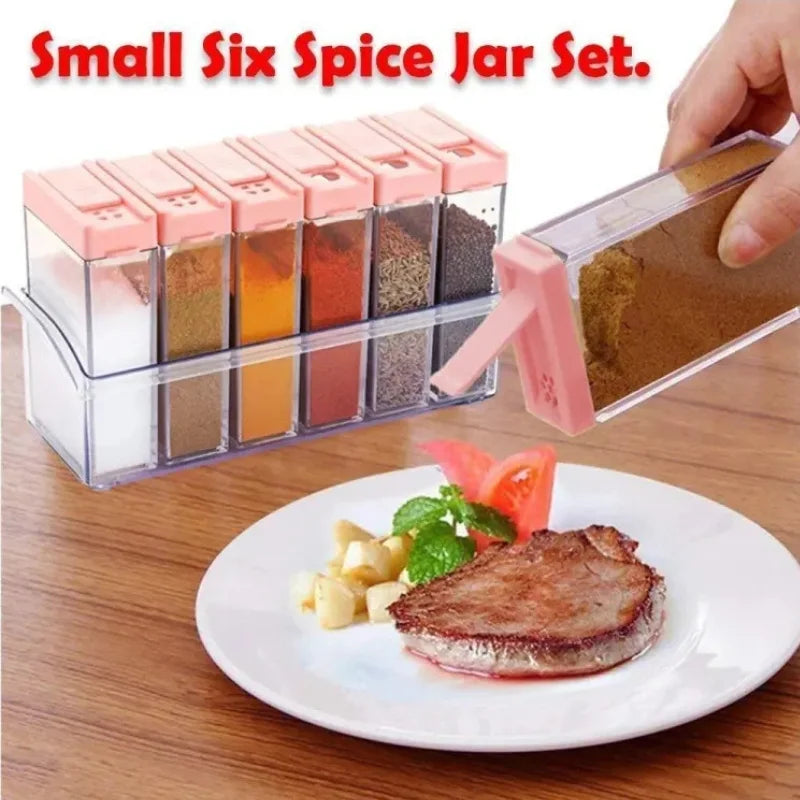 Spice Jars Dispenser Masala Rack | Airtight Kitchen Storage Containers | Set of 6